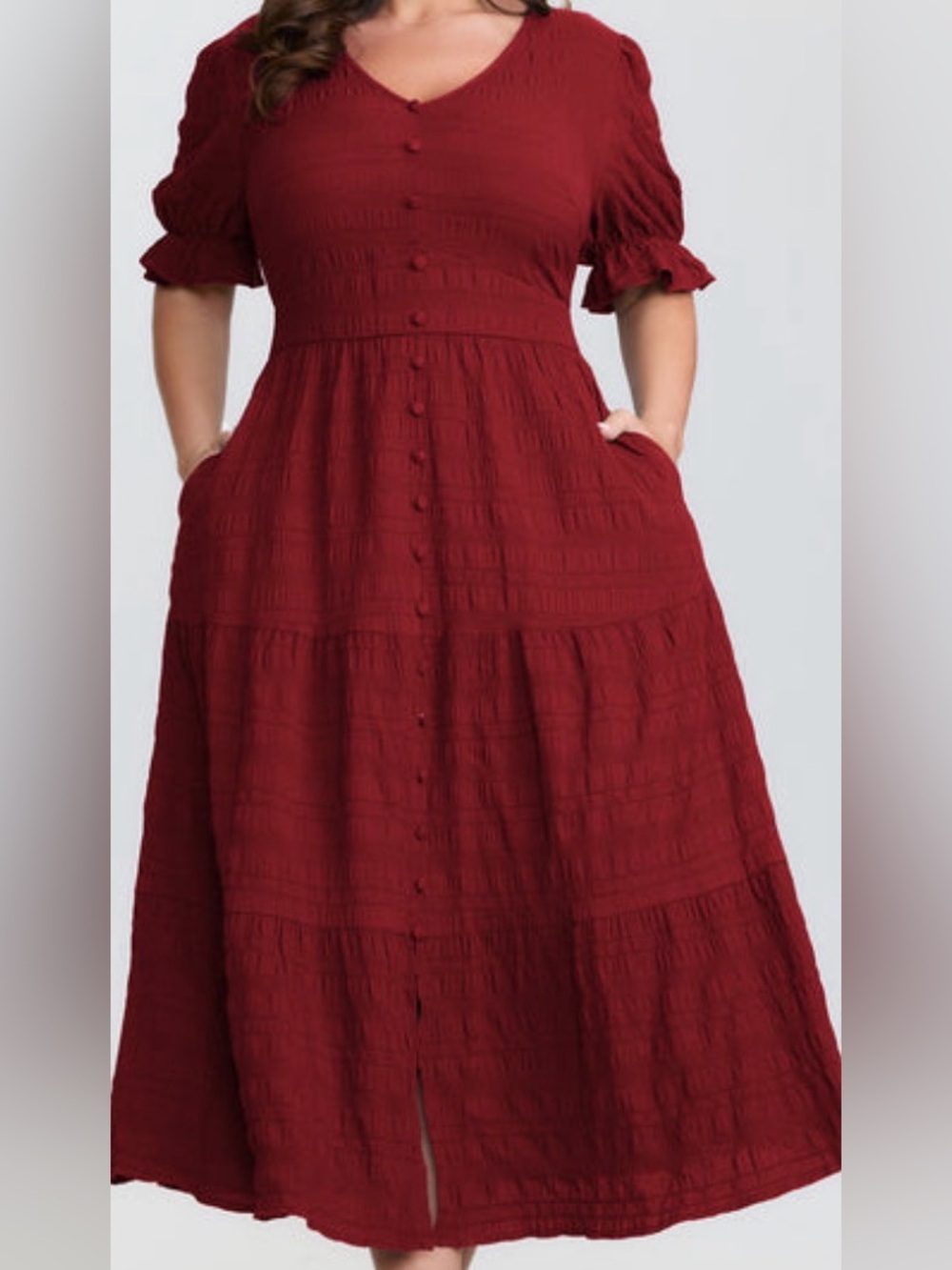 Textured Triangular Cinched-Waist dress